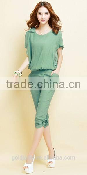 OEM polyester cotton spandex lady sexy casual shorts and harem pants set