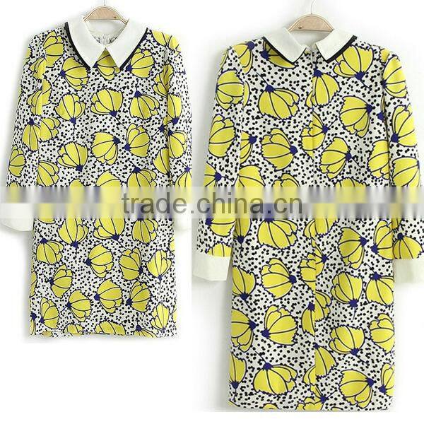 HD-D106 2014 hot design elegant women new arrival floral dress/casual ladies dress