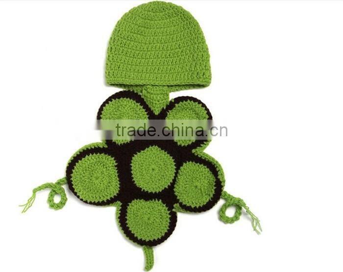 2016 Turtle shape clothes design photo prop newborn baby knit crochet suit newborn photography props