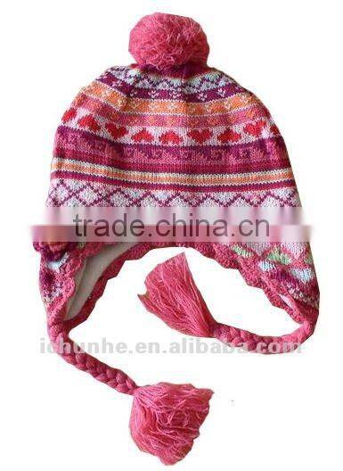 lovely & fashion knitted cute hats with handmade flower
