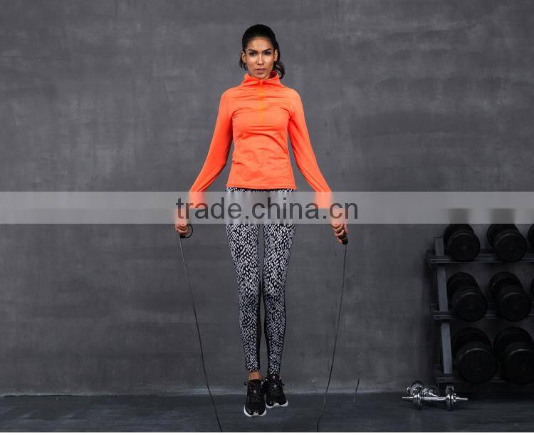 Wholesalegirls plain long sleeved dry fit t-shirts half zip orange