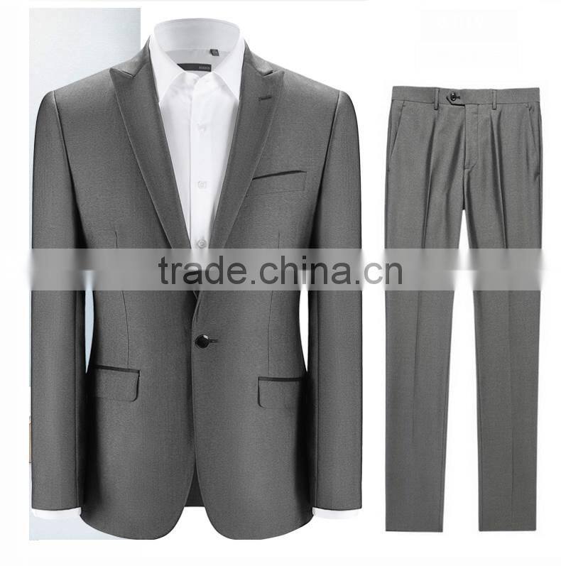 Wholesale Men Classic Arrow Lapel Fashion 1-Button Gray Trim Suits For Sale