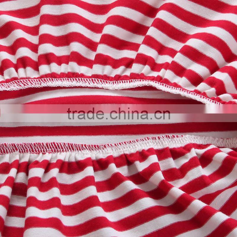 Elf Style Baby Dress Short Sleeve Summer Princess Dresses Striped Cotton One Piece Ruffle Bottom