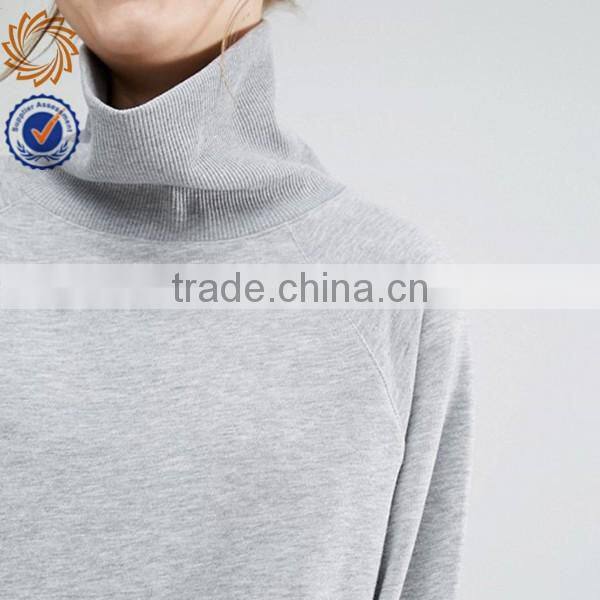 Cotton polyester high neck sweatshirt fleece hoodies for women
