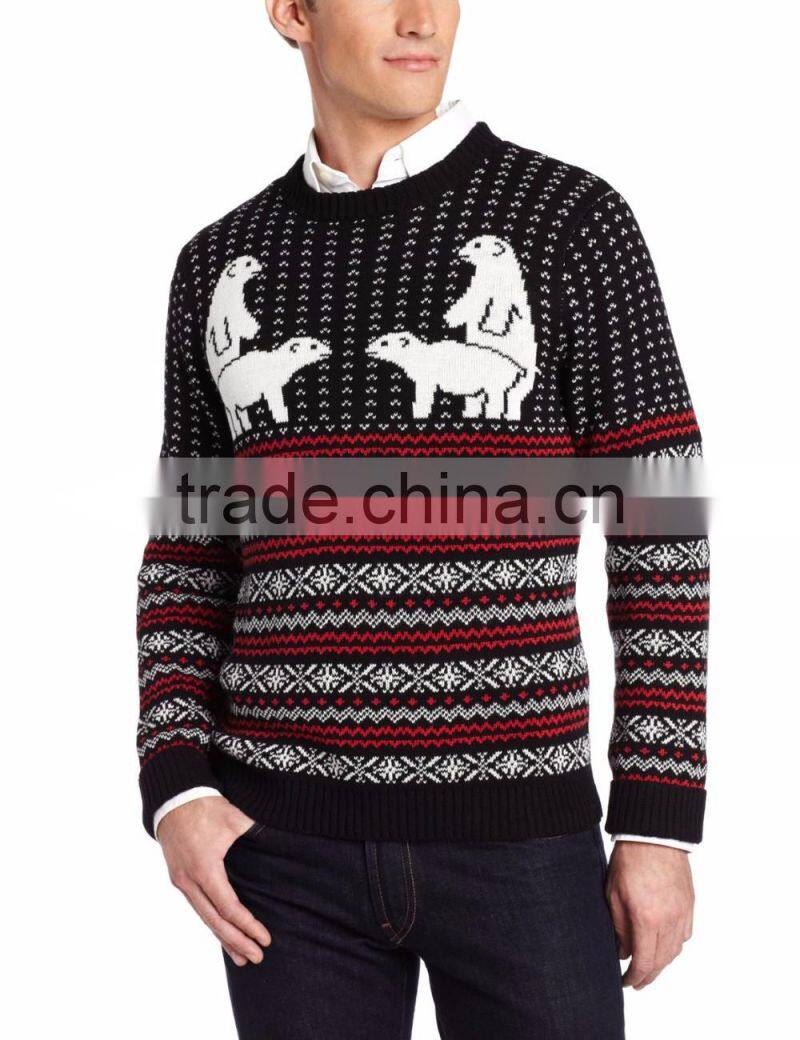 Men Black Sweater Polar Bear Pattern Christmas Sweater Wholesaler