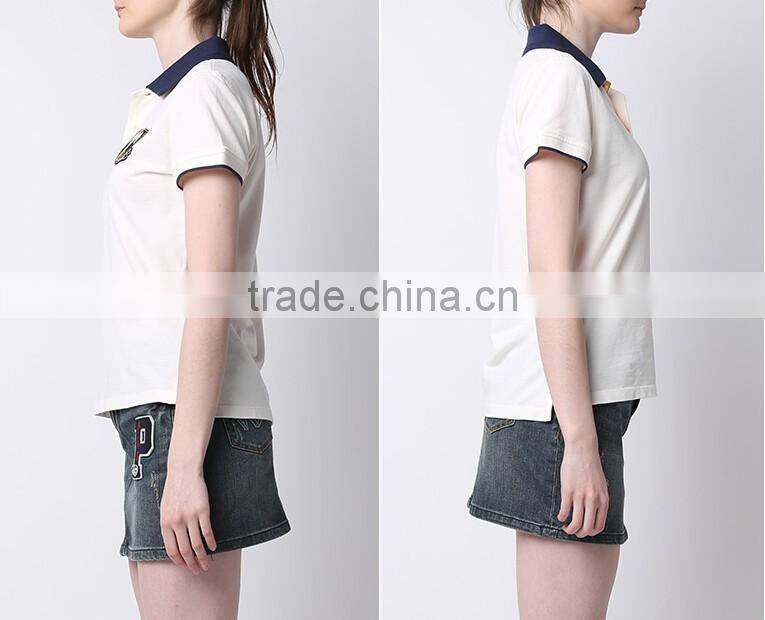 2016 school uniform design color combination polo t shirt factory China for girls