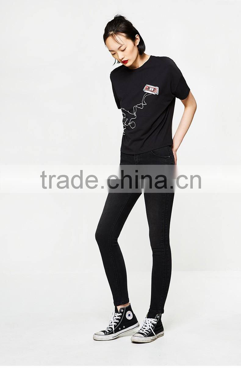 Fashion Slogan Print Logo Short Sleeve Crop Ladies Cropped T-Shirt Top women clothing 2017