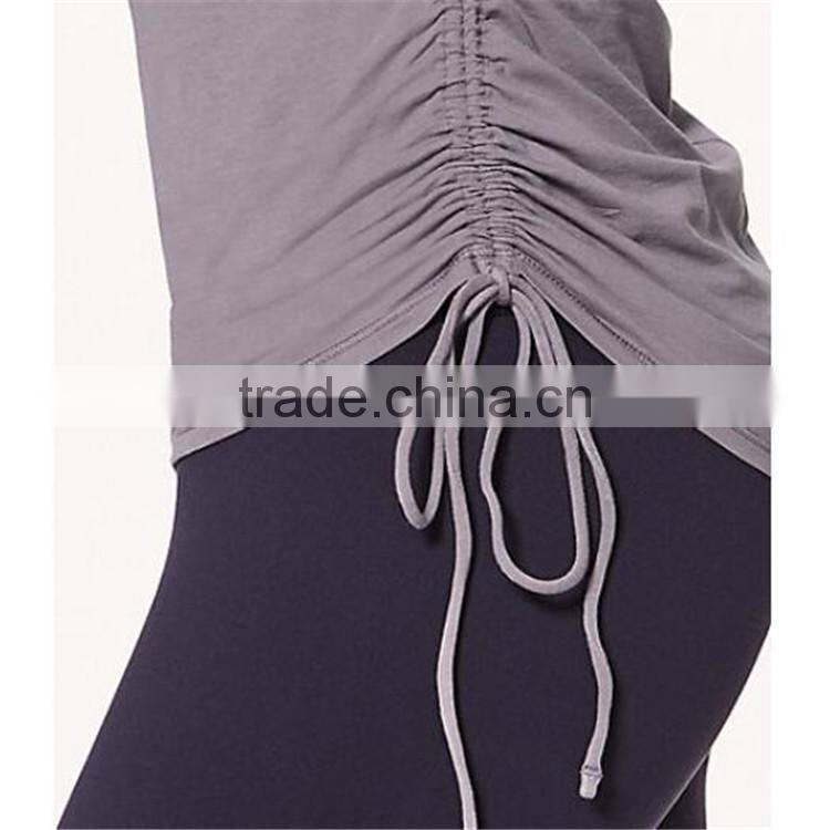 Women grid shirt with long sleeve with side ruffle tshirts