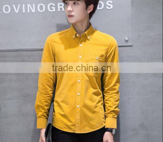 2016 Autumn New Arrival 100% polyester corduroy Fashion Long sleeve mens dress shirts