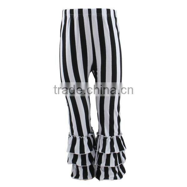 2017 children striped boutique kids clothing ruffle pants girls leggings wholesale