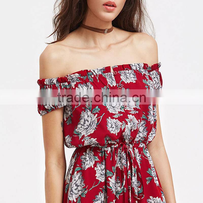 Scarlet 2017 irregular hem and off-shoulder chiffon ladies long dress