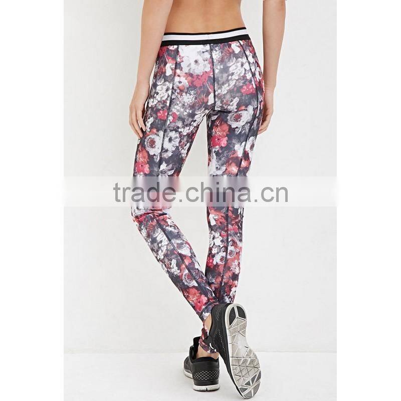 ladies sublimation print long gym wear sports yoga leggings/guangzhou trousers apparel