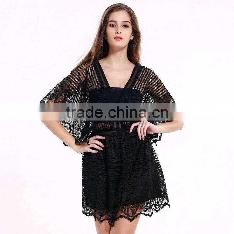 Guangzhou Supplier Fashion black lace sexy summer rompers jumpsuit for women