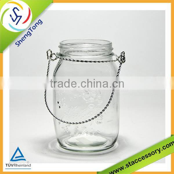 fashion and High quality glass jar with handle wholesale hot selling