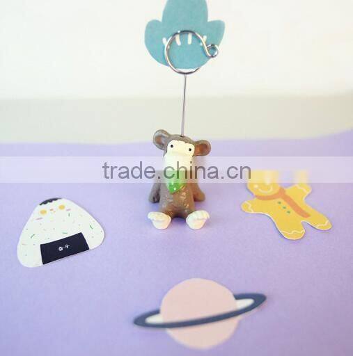 Novel cute cartoon animal shape name card paper clips stand resin craft for logo custom