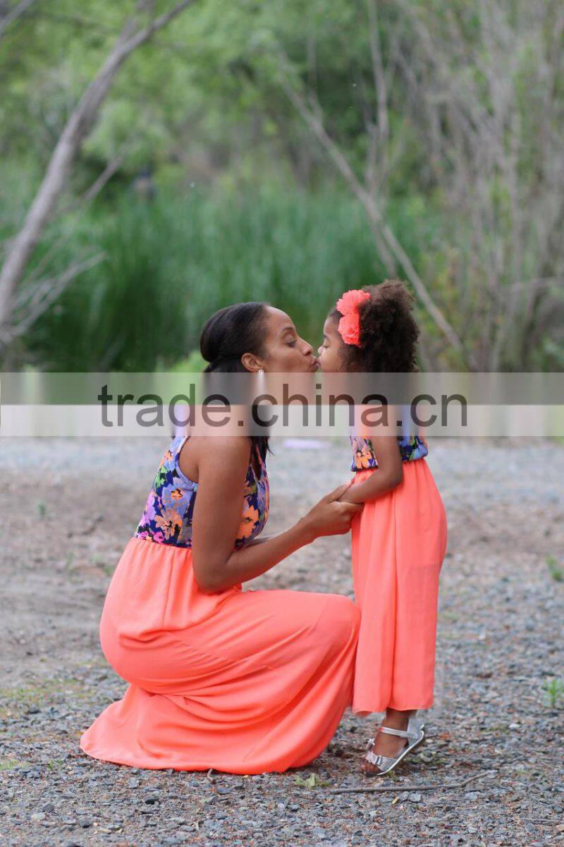 mommy and me maxi dresses flower print orange alibaba dresses
