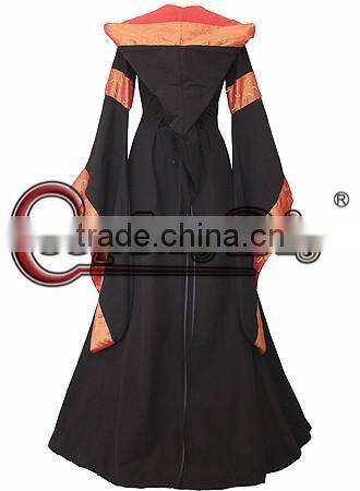 Long Trumpet Sleeve Hooded Collar ROCOCO Ball Grown Gothic Medieval Victorian Dress Costume