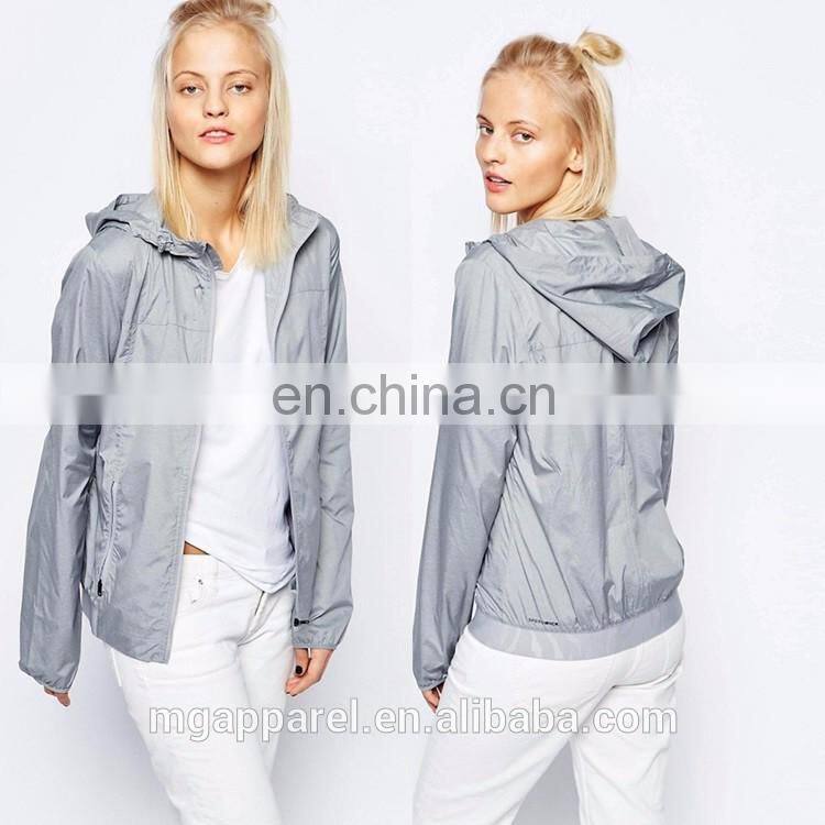 Wholesale fashion cheap plain windbreaker jacket for women 2016