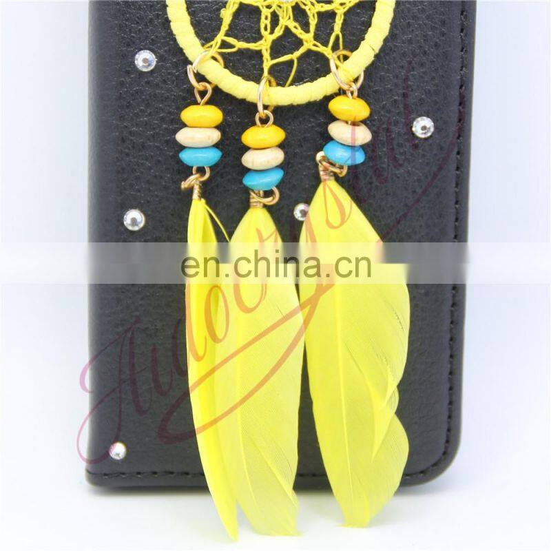 Aidocrystal 2016 Wallet Stand With Card Holder Yellow dreamcatcher Flip Phone Back Cover For iPhone 7/ 7 Plus Cases