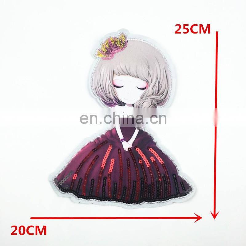 2017 DIY iron on/sew-on animal embroidery appliques with sequins/beads embroidered slim patch