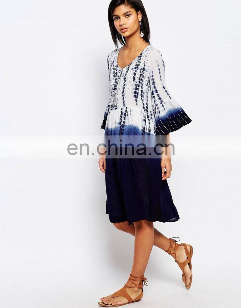 2016 OEM cotton prints women dresses latest summer women causal dress