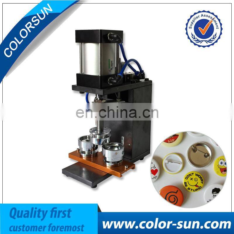 hot selling Automatic Pnuematic Plastic Metal Badge Making Machine for 25-75mm button