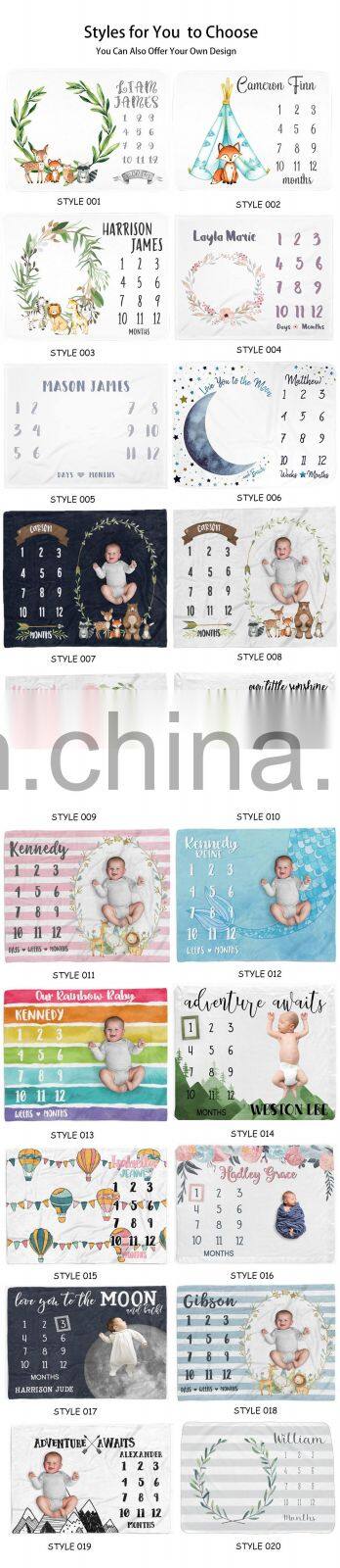 Wholesale Coral Fleece Photo Prop Baby Monthly Growth Milestone Blankets