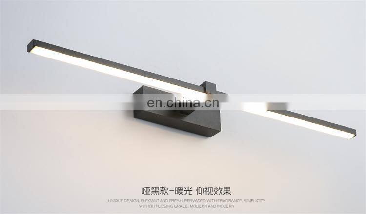 Modern long black white LED mirror cabinet light for bathroom hotel
