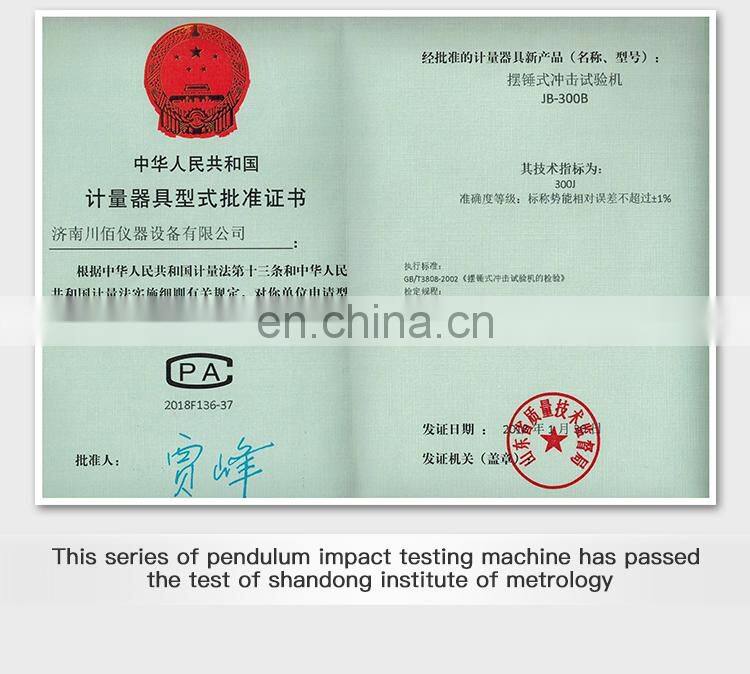 Wholesales Pendulum Impact Testing Machine from Trustable Factory with 300J