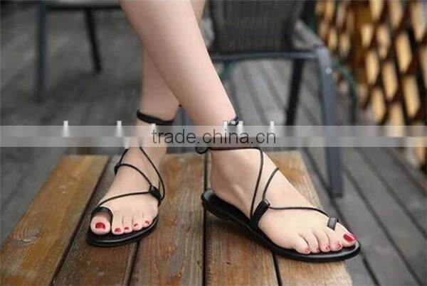 ladies roman style flat beach toe post sandals with ankle straps