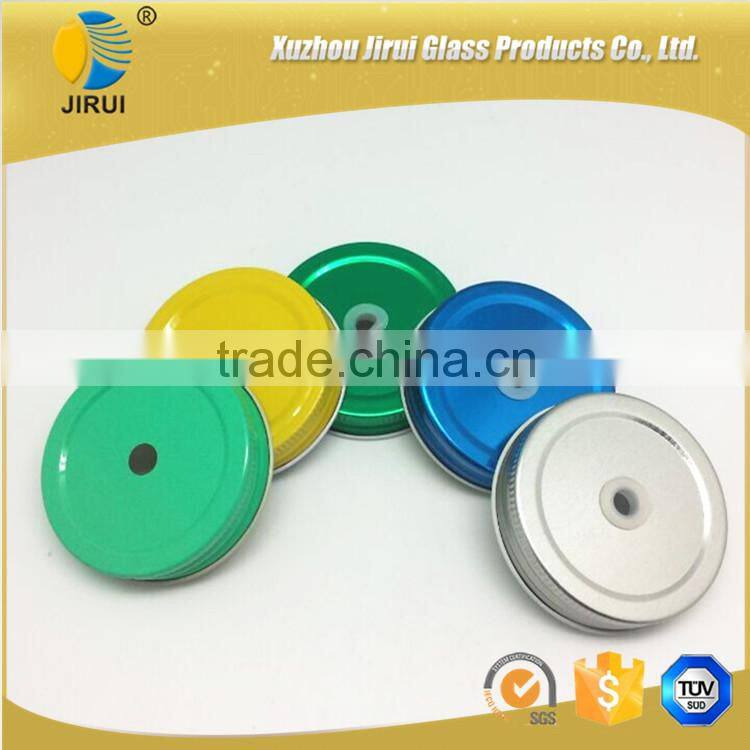 colorful glass jam jar metal cap