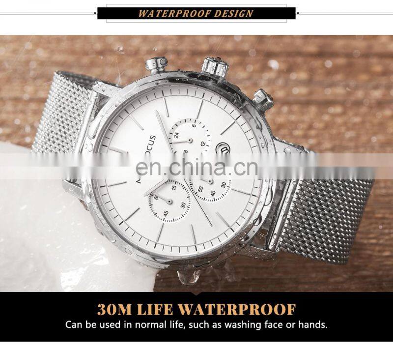 MINI FOCUS 0297G Fashion Men's Wrist Watches Luxury Design Quartz Watch Men 30m Waterproof Blue Stainless Steel Watch