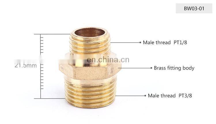 SNS BW Series pneumatic double male thread straight extension connector adapter brass quick coupler pipe fitting