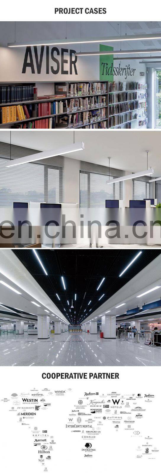 Various Mounting Ways Aluminum Indoor Office Studio 60CM 120CM 24W 48W LED Pendant Lamp