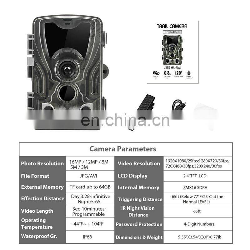 Basic Outdoor Hunting Trail camera 24mp1080p Waterproof IP65 Wildlife Photo trap camera HC-801A