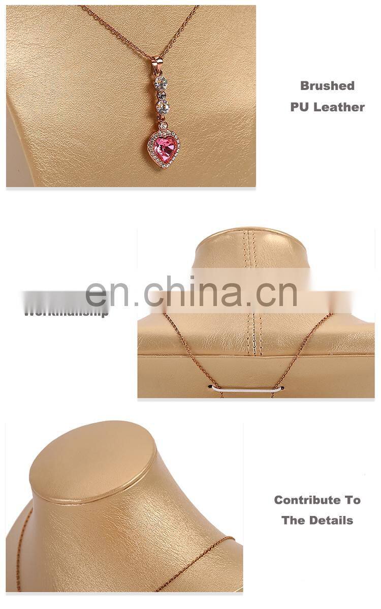 Modern Good Quality Mannequin Desktop Leather Pu Jewelry Display Stand Store Holder Necklace Bust Display