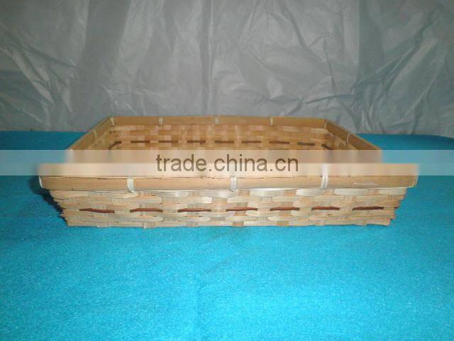 handwoven rectangular flat bamboo basket