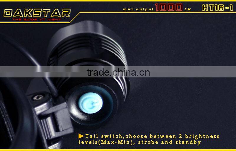 DAKSTAR XML T6 HT16-1 1000LM 18650 Rechargeable High Power Aluminum Headlamp LED With CREE