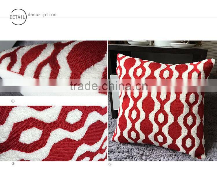 Crewel Embroidery Pillow RED and Blue