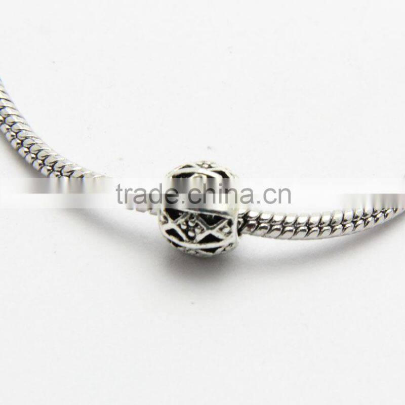 Factory Offer Big Hole Zinc Alloy Beads, DIY Anti-silver Big Hole Metal Beads for Bracelets and Necklace