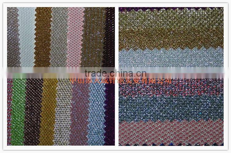 Metallic moonlight bonding knit fabric with PU base rib knit fabric