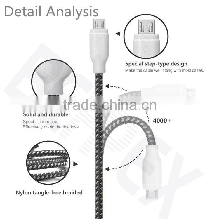2016 Latest Design Fast Charge 24AWG Phone Micro USB 2.0 Data Cable