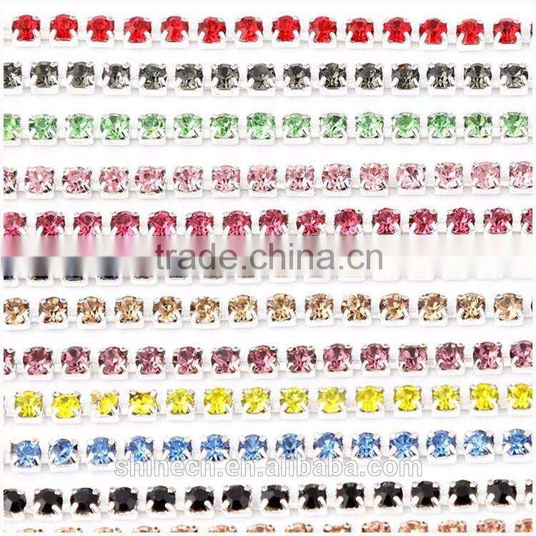 New design multicolor diy rhinestone YIWU Wholesale Hot Sale Hot fix Strong glue close Rhinestone cup chain