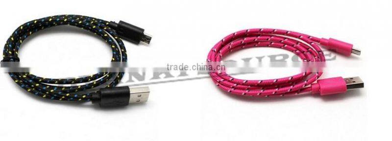 1m 2m 3m Braided Micro USB cable Data transfer and power charge For Android