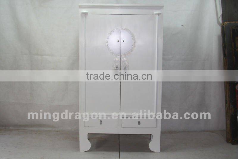 Chinese antique furniture Shanxi pine wood white two drawer two door cabinet