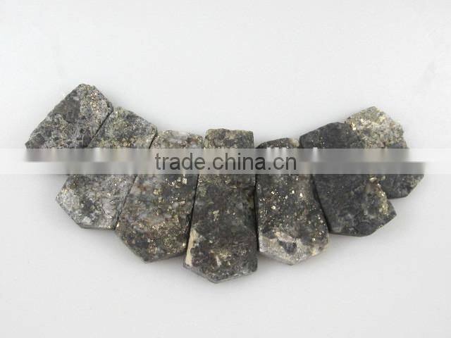 white pyrite rectangle necklace