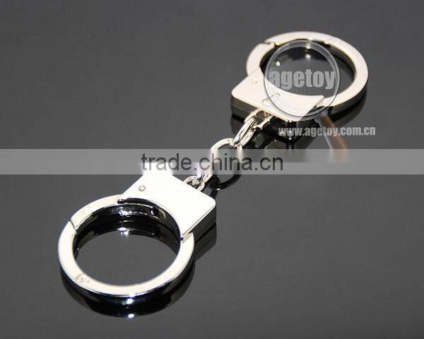 Mini Handcuff Shaped Promotional Zinc Alloy Silver Metal Handcuffs Key Chain