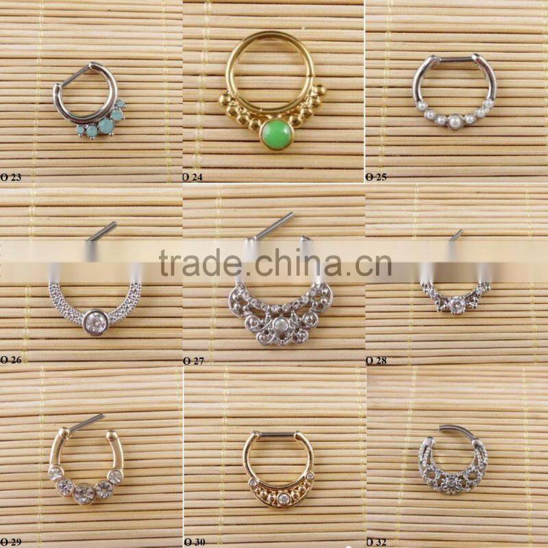 Gold Silver Plated fake septum Piercing Body Jewelry Hoop Nose Ring 2016 O 27