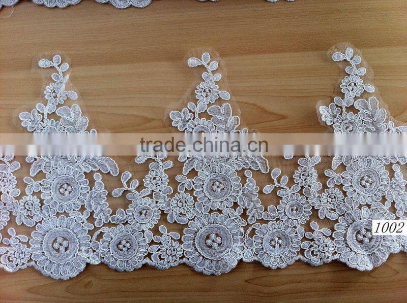 2015 new design cording lace trim/corded lace trimming for bridal dress