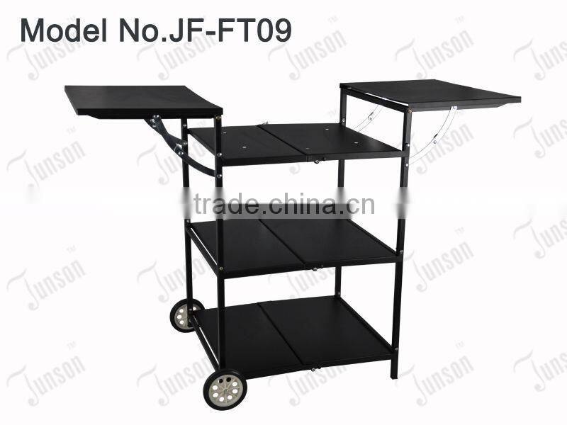 Foldable Iron Picnic Table/Iron Plate Barbecue Shelf/Three Layers Shelf With Wheels